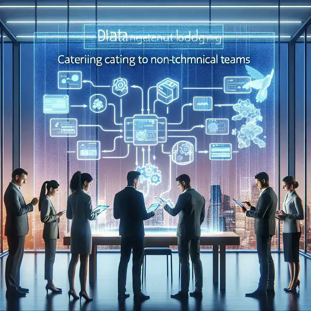 "Infographic showcasing top ETL tools designed for non-technical teams, highlighting features that simplify data integration without coding, ideal for enhancing productivity and collaboration."